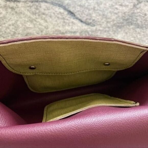 Holly Aiken Sidecar Clutch Green Purple Hand Stitched Grommet Purse Hand Bag - Picture 8 of 8